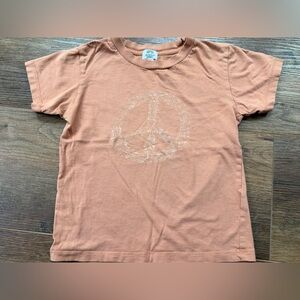 POLISHED PRINTS peace sign floral shirt in terra cotta